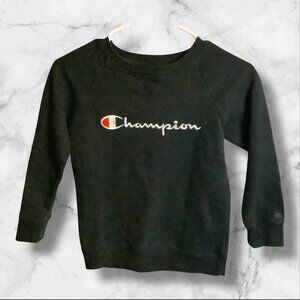 Champion Authentic Athleticwear Girls Size S Black Pullover Crew Neck Sweatshirt